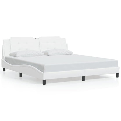 Bed Frame with LED without Mattress "Zadar" White 180x200 cm