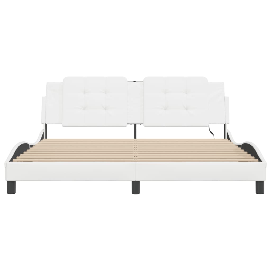 Bed Frame with LED without Mattress "Zadar" White 180x200 cm