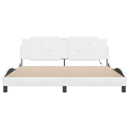 Bed Frame with LED without Mattress "Zadar" White 180x200 cm