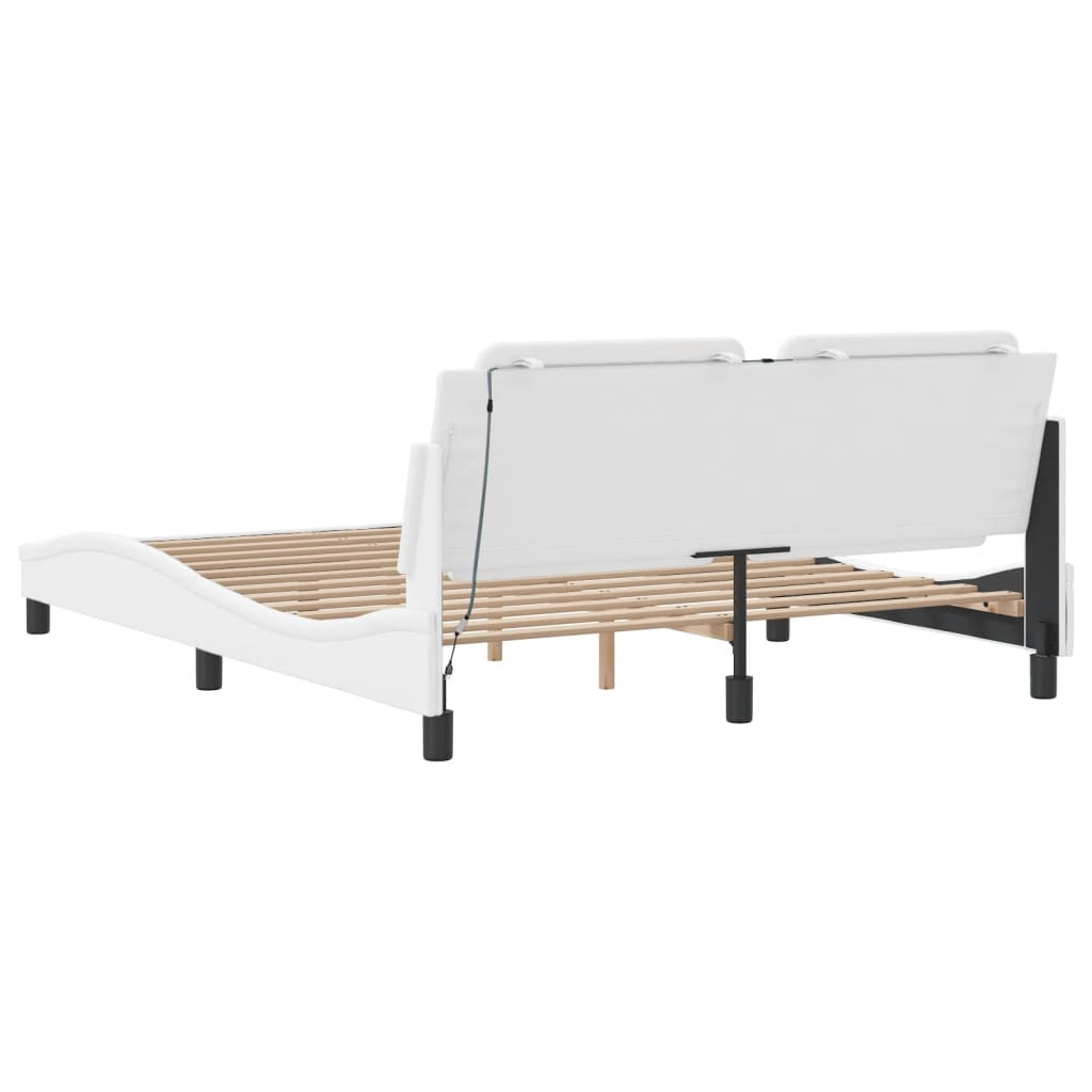 Bed Frame with LED without Mattress "Zadar" White 180x200 cm