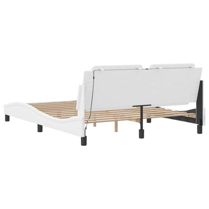 Bed Frame with LED without Mattress "Zadar" White 180x200 cm