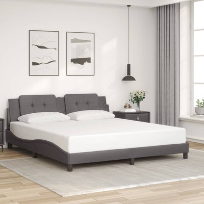 Bed Frame with LED without Mattress "Zadar" Grey 180x200 cm