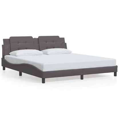 Bed Frame with LED without Mattress "Zadar" Grey 180x200 cm