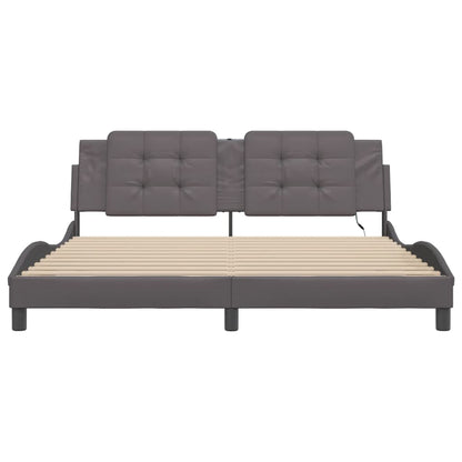 Bed Frame with LED without Mattress "Zadar" Grey 180x200 cm