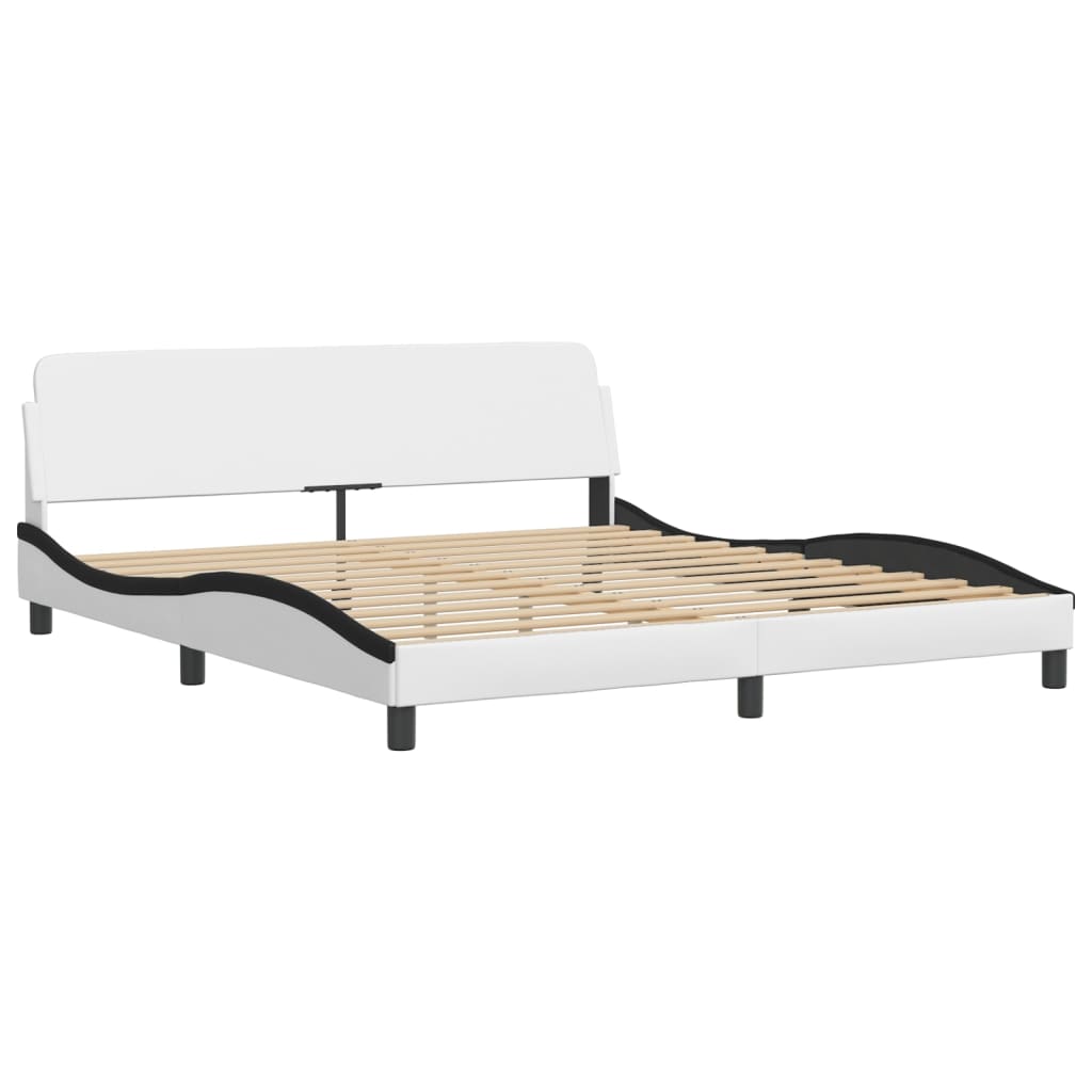 Bed Frame with LED without Mattress "Zadar" White and Black 180x200 cm
