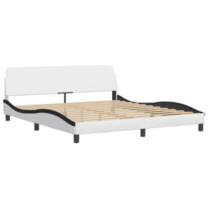 Bed Frame with LED without Mattress "Zadar" White and Black 180x200 cm