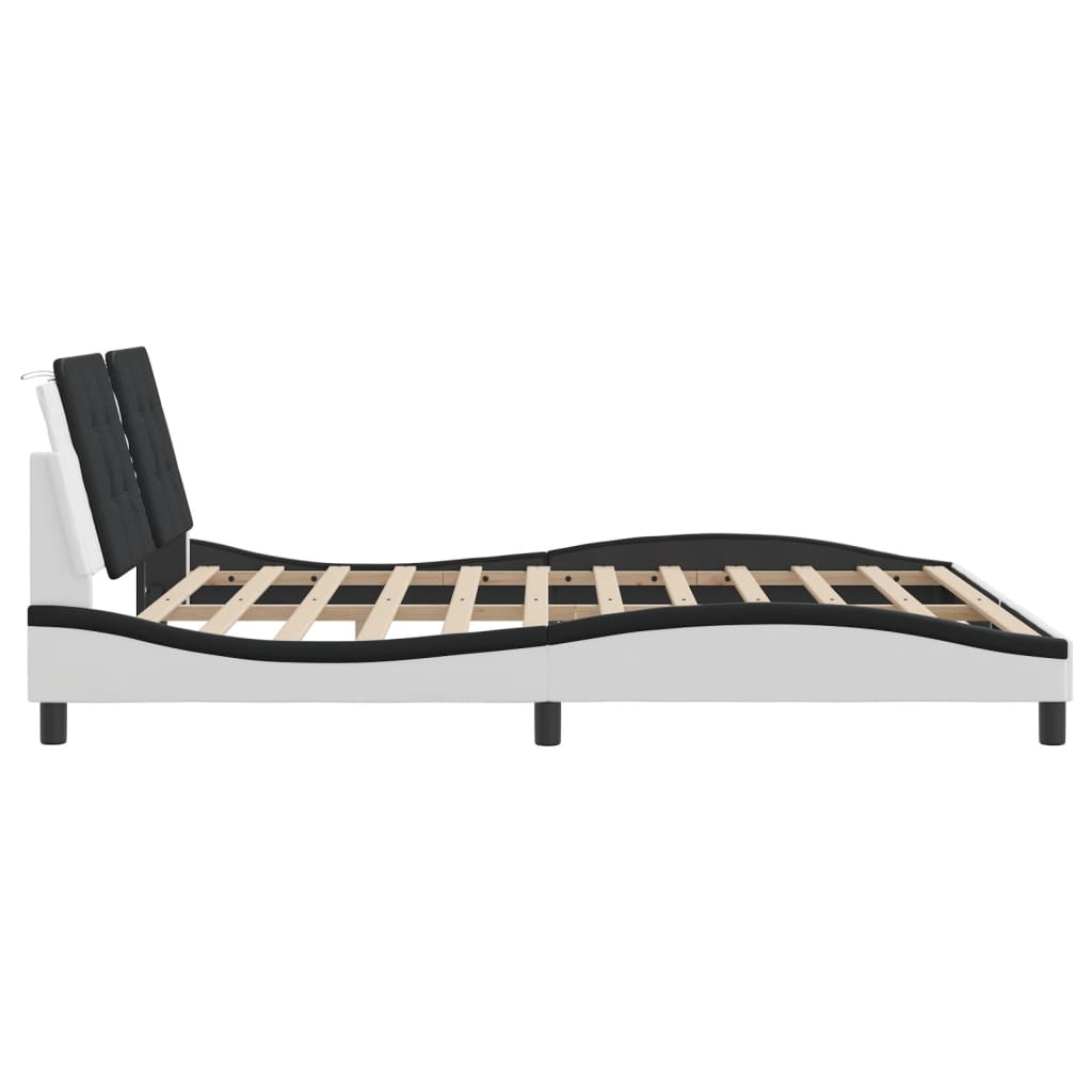 Bed Frame with LED without Mattress "Zadar" White and Black 180x200 cm
