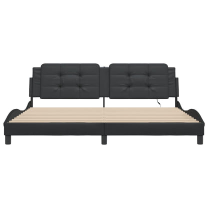 Bed Frame with LED without Mattress "Zadar" Black 200x200 cm
