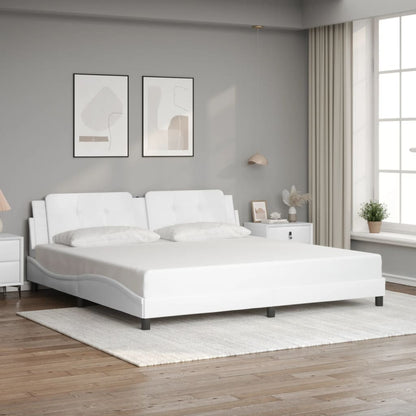 Bed Frame with LED without Mattress "Zadar" White 200x200 cm