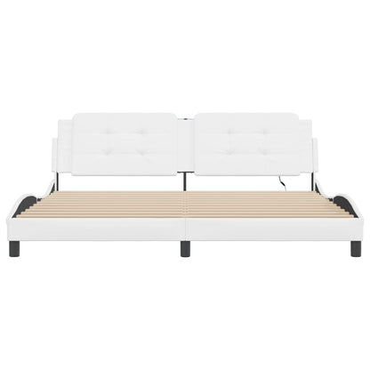 Bed Frame with LED without Mattress "Zadar" White 200x200 cm