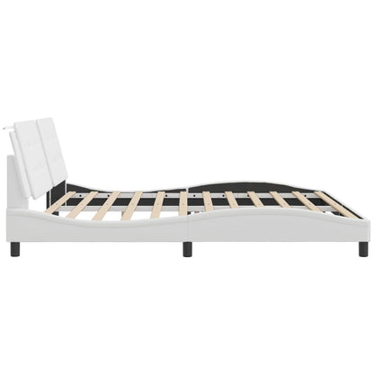 Bed Frame with LED without Mattress "Zadar" White 200x200 cm