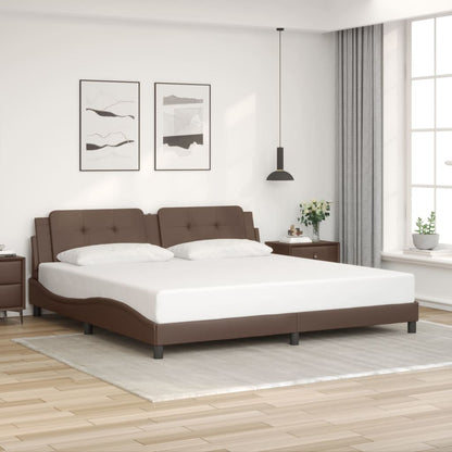 Bed Frame with LED without Mattress "Zadar" Brown 200x200 cm