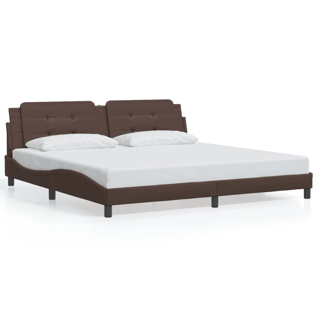 Bed Frame with LED without Mattress "Zadar" Brown 200x200 cm