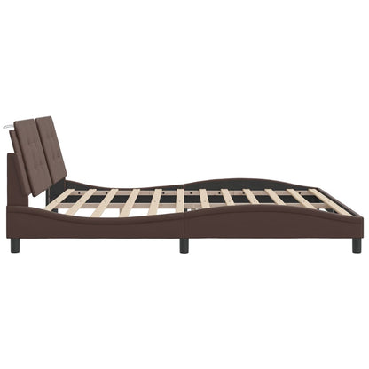 Bed Frame with LED without Mattress "Zadar" Brown 200x200 cm