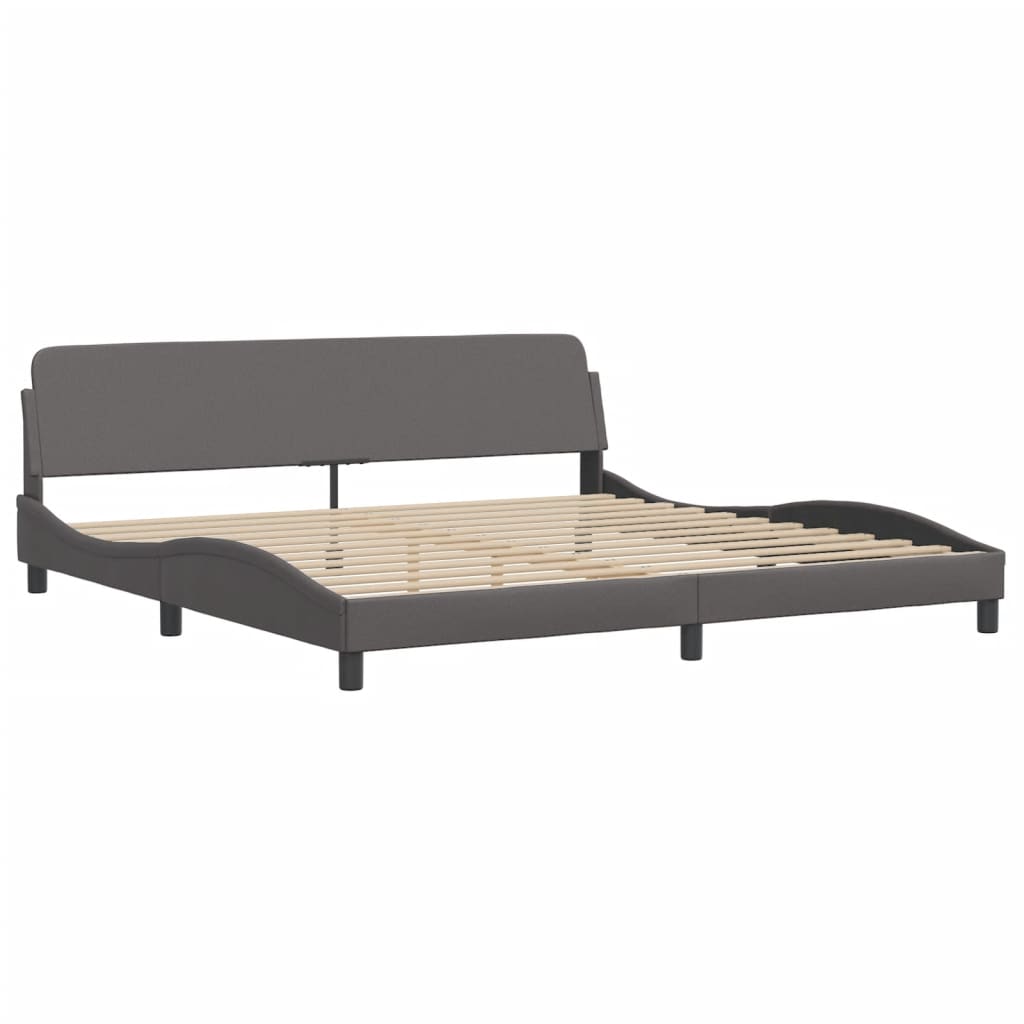 Bed Frame with LED without Mattress "Zadar" Grey 200x200 cm