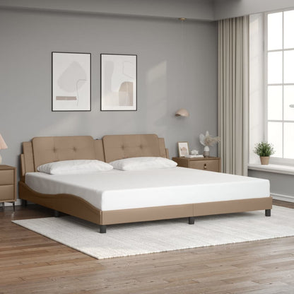 Bed Frame with LED without Mattress "Zadar" Cappuccino 200x200 cm