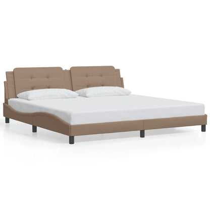 Bed Frame with LED without Mattress "Zadar" Cappuccino 200x200 cm
