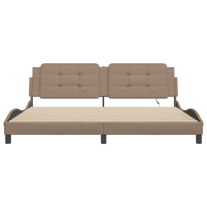 Bed Frame with LED without Mattress "Zadar" Cappuccino 200x200 cm