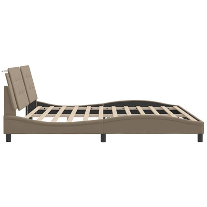 Bed Frame with LED without Mattress "Zadar" Cappuccino 200x200 cm