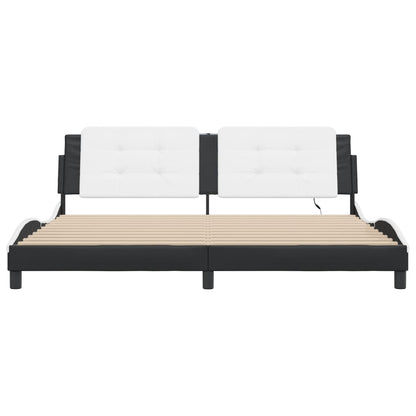 Bed Frame with LED without Mattress "Zadar" Black and White 200x200 cm