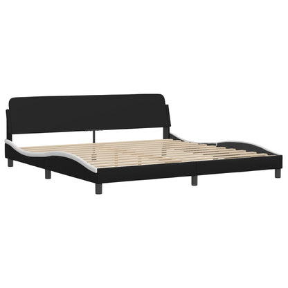 Bed Frame with LED without Mattress "Zadar" Black and White 200x200 cm