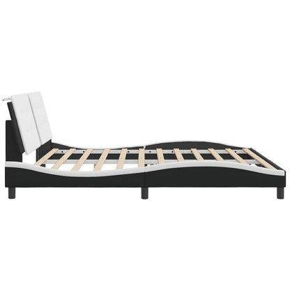 Bed Frame with LED without Mattress "Zadar" Black and White 200x200 cm