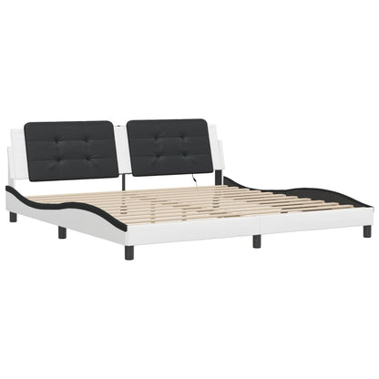 Bed Frame with LED without Mattress "Zadar" White and Black 200x200 cm