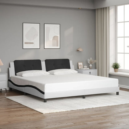Bed Frame with LED without Mattress "Zadar" White and Black 200x200 cm