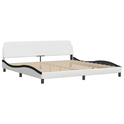 Bed Frame with LED without Mattress "Zadar" White and Black 200x200 cm