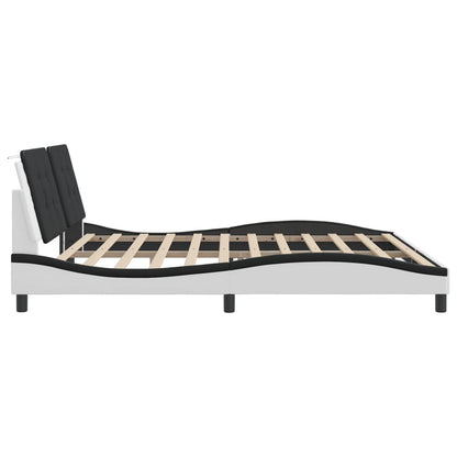 Bed Frame with LED without Mattress "Zadar" White and Black 200x200 cm