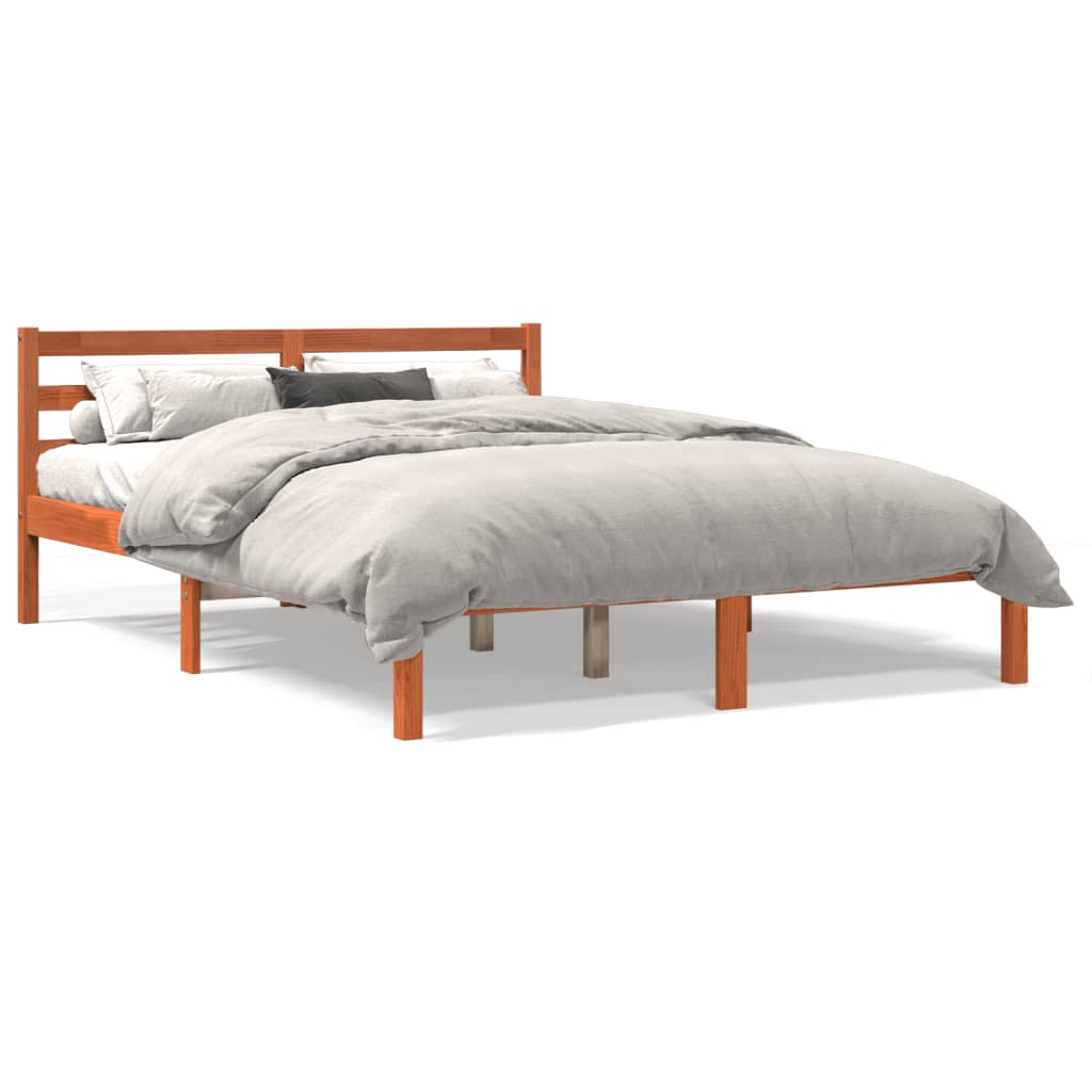 Bed Frame without Mattress Wax Brown 140x190 cm Solid Wood Pine