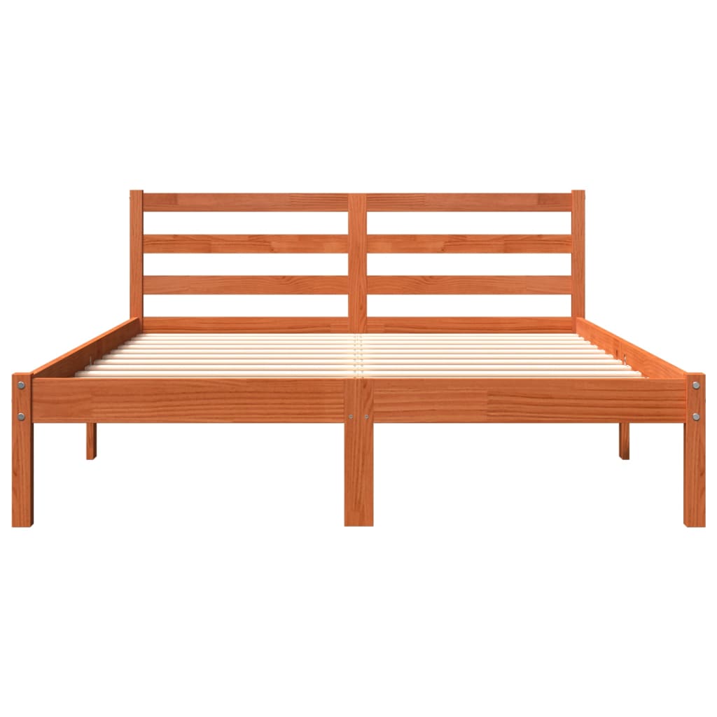Bed Frame without Mattress Wax Brown 140x190 cm Solid Wood Pine