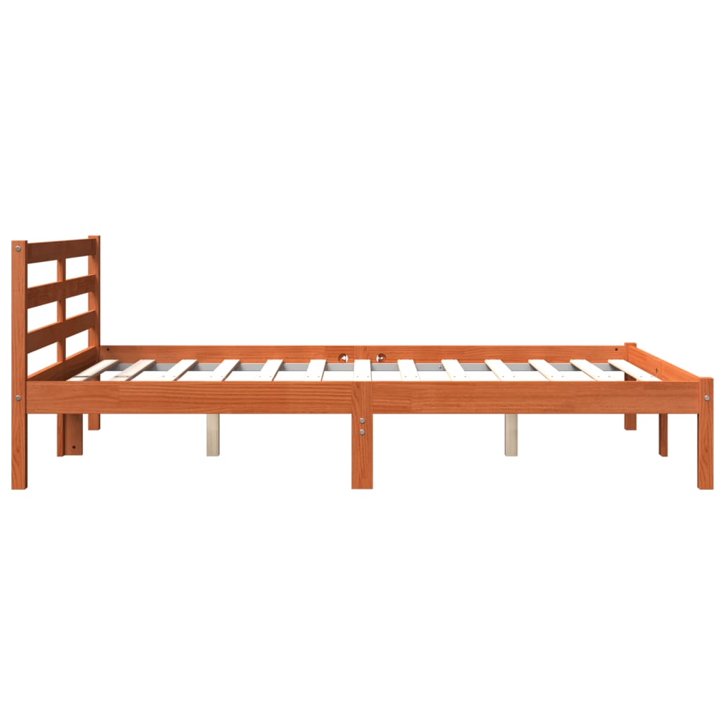 Bed Frame without Mattress Wax Brown 140x190 cm Solid Wood Pine
