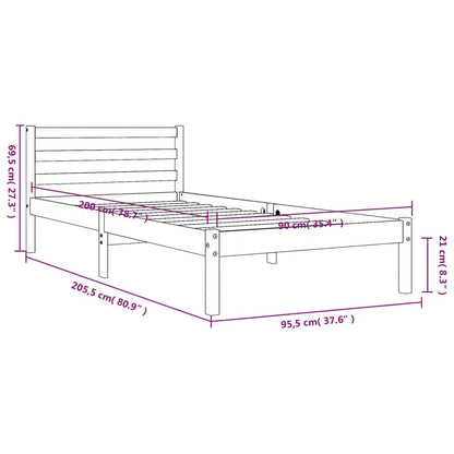 Bed Frame without Mattress Wax Brown 90x200 cm Solid Wood Pine