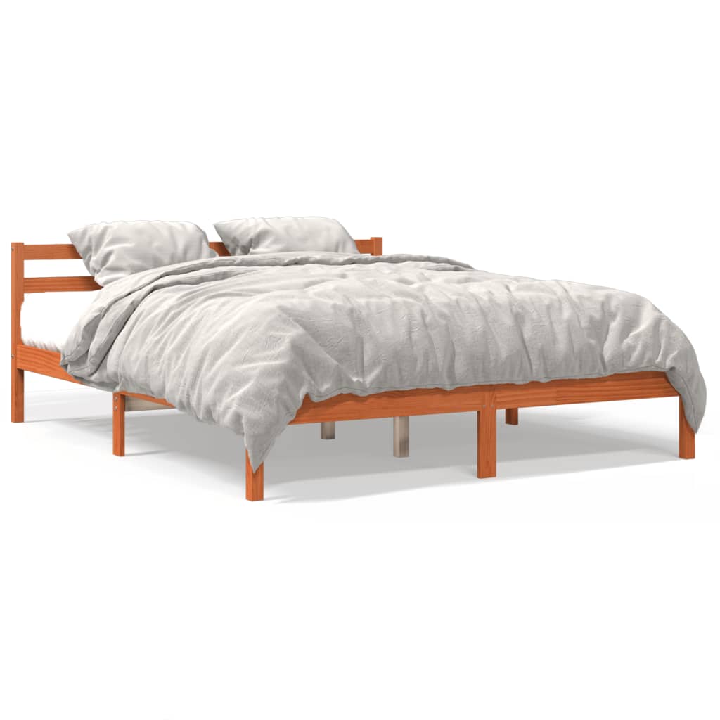 Bed Frame without Mattress Wax Brown 180x200 cm Super King Solid Wood Pine
