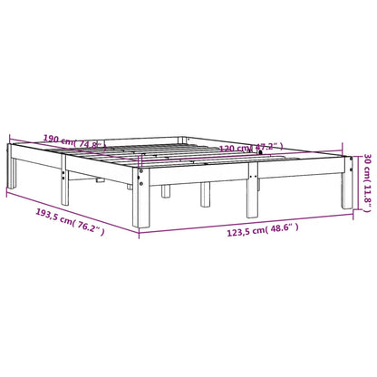 Bed Frame without Mattress Wax Brown 120x190 cm Small Double Solid Wood Pine