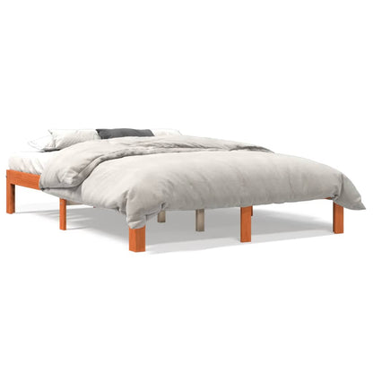 Bed Frame without Mattress Wax Brown 135x190 cm Double Solid Wood Pine