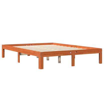Bed Frame without Mattress Wax Brown 135x190 cm Double Solid Wood Pine