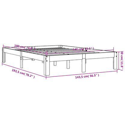Bed Frame without Mattress Wax Brown 140x190 cm Solid Wood Pine