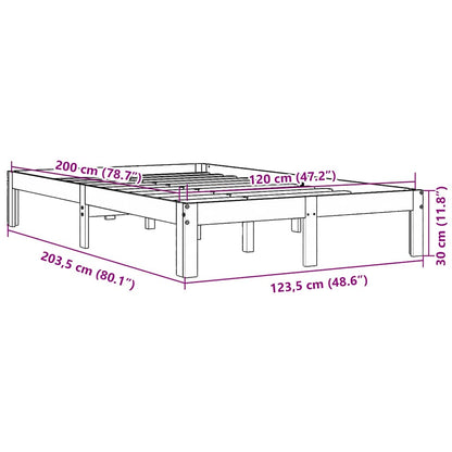 Bed Frame without Mattress Wax Brown 120x200 cm Solid Wood Pine