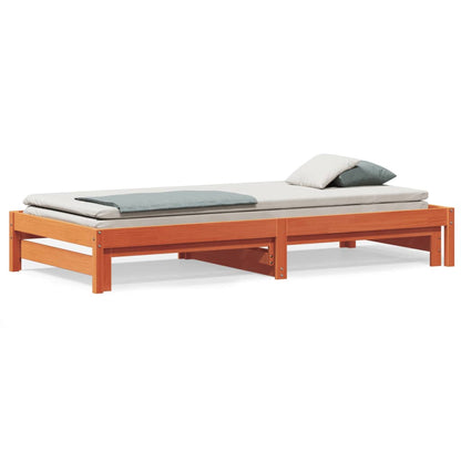 Day Bed with Trundle without Mattress Wax Brown 90x200 cm