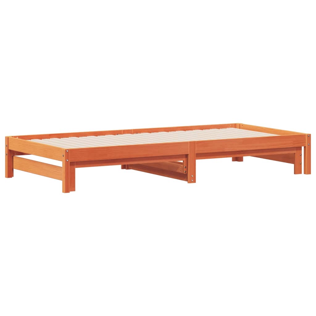 Day Bed with Trundle without Mattress Wax Brown 90x200 cm