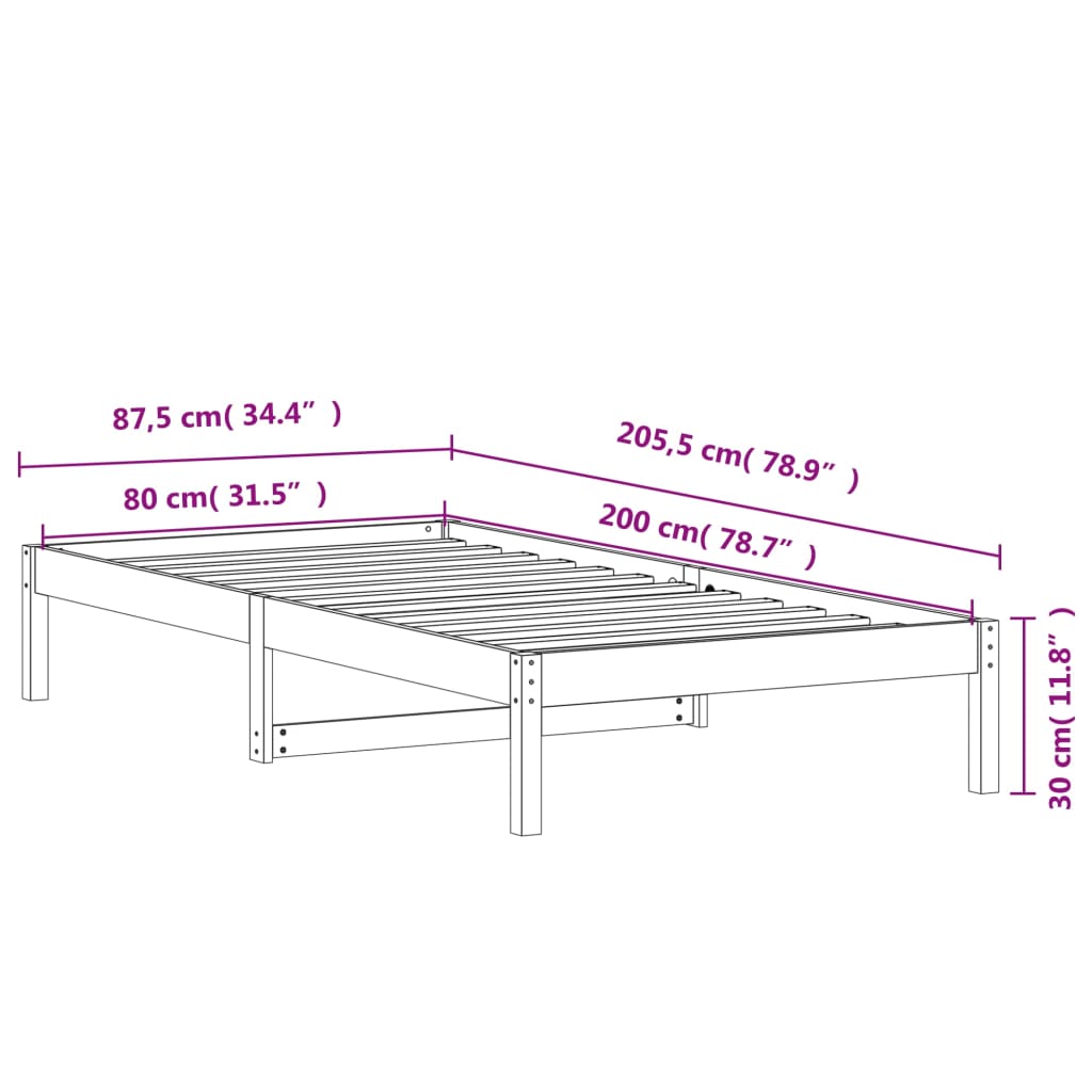 Day Bed without Mattress Wax Brown 80x200 cm Solid Wood Pine