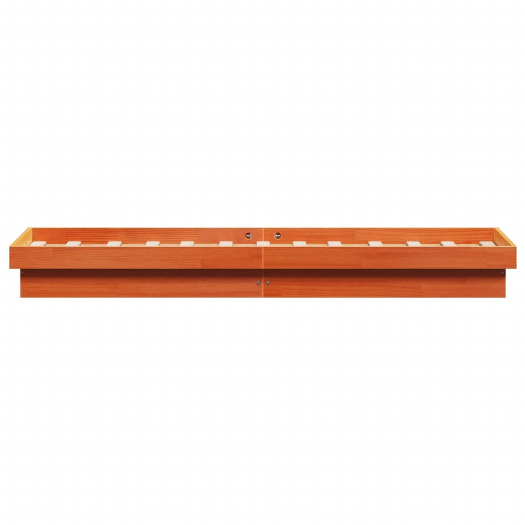 LED Bed Frame without Mattress Wax Brown 100x200 cm Solid Wood
