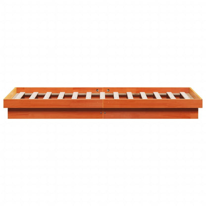 LED Bed Frame without Mattress Wax Brown 150x200 cm King Size Solid Wood