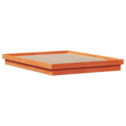 LED Bed Frame without Mattress Wax Brown 160x200 cm Solid Wood