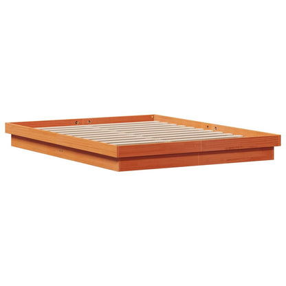 LED Bed Frame without Mattress Wax Brown 160x200 cm Solid Wood