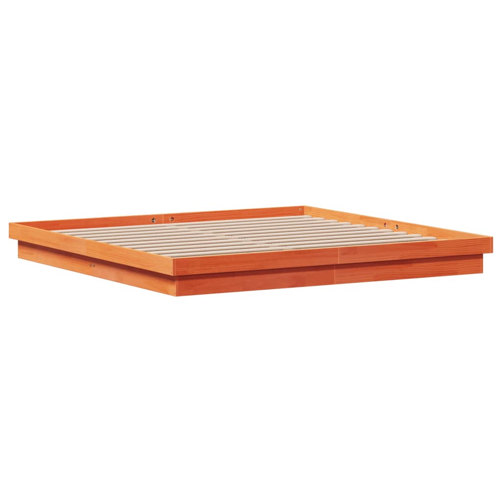 LED Bed Frame without Mattress Wax Brown 180x200 cm Super King Solid Wood
