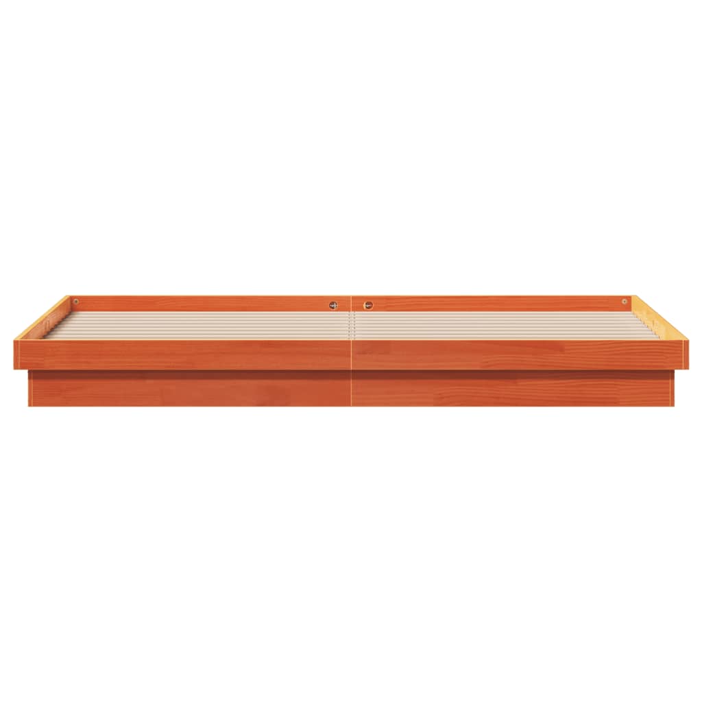 LED Bed Frame without Mattress Wax Brown 180x200 cm Super King Solid Wood