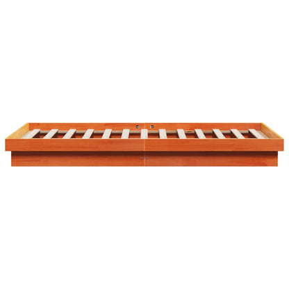 LED Bed Frame without Mattress Wax Brown 200x200 cm Solid Wood